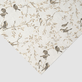 Elegantes Vintage-Vogel- und Zweigmuster Seidenpapier