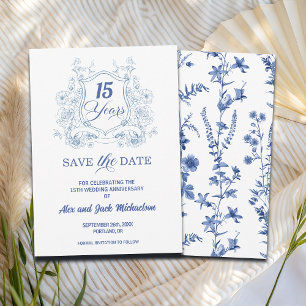 Elegantes Vintage-Wappen zum 15. Hochzeitstag Save The Date