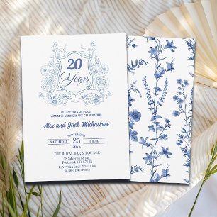 Elegantes Vintage-Wappen zum 20. Hochzeitstag Einladung