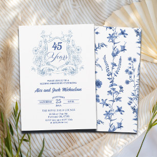 Elegantes Vintage-Wappen zum 45. Hochzeitstag Einladung