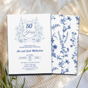 Elegantes Vintage-Wappen zum 50. Hochzeitstag Einladung