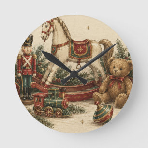 Elegantes Vintage-Weihnachten, Antiker Spielzeugso Runde Wanduhr