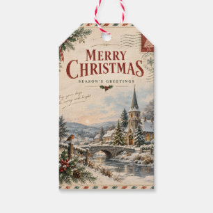 Elegantes Vintage-Weihnachten, im Stil einer Retro Geschenkanhänger