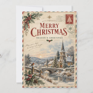 Elegantes Vintage-Weihnachten, im Stil einer Retro Karte