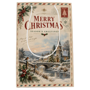 Elegantes Vintage-Weihnachten, im Stil einer Retro Mittlere Geschenktüte