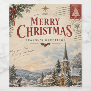 Elegantes Vintage-Weihnachten, im Stil einer Retro Weinetikett