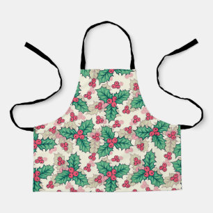 Elegantes Vintage-Weihnachten-Stechpalme-Blumenmus Schürze