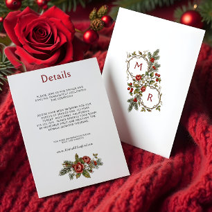 Elegantes Vintage-Weihnachten Winterflorales Begleitkarte