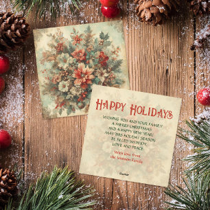 Elegantes Vintage-Weihnachtsblumen  Feiertagskarte