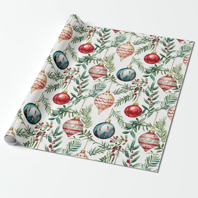 Elegantes Vintage Weihnachtsschmuckpapier Geschenkpapier (Ungerollt)