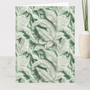 Elegantes vintage weiß-grünes botanisches Blattmus Karte