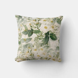 Elegantes Vintage Weiße Rose Botanisches Wurfkisse Kissen
