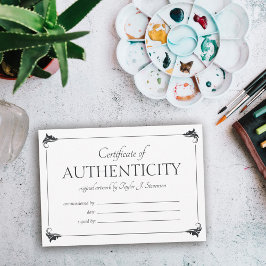 Elegantes Vintageres Echtheitszertifikat