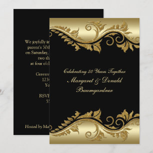 Elegantes Vintages 50-jähriges Goldenes Hochzeitss Einladung