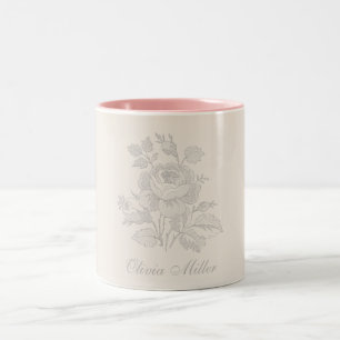 Elegantes Vintages Ansehen rosa mit Rose Zweifarbige Tasse