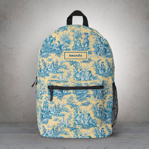Elegantes Vintages aquamarines Jouy Bedruckter Rucksack