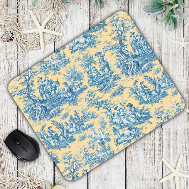Elegantes Vintages aquamarines Jouy Mousepad (Von Creator hochgeladen)