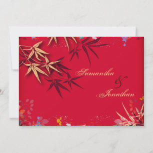 Elegantes Vintages asiatisches Bambus Hochzeitsfes Einladung