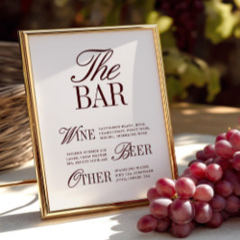 Elegantes Vintages Bar Menu Wedding Sign