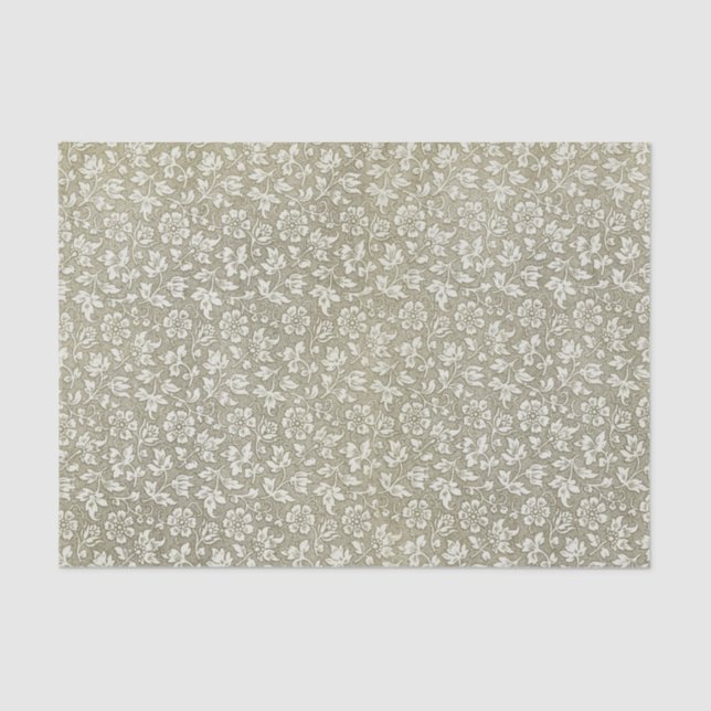 Elegantes Vintages Beige-Blumenmuster Seidenpapier (Vorderseite)