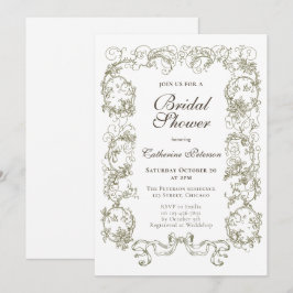 Elegantes Vintages Beige Verziertes Brautparty Einladung