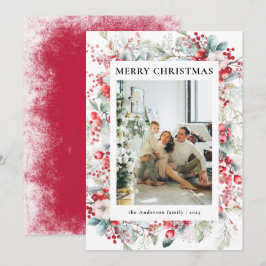 Elegantes Vintages Berries Weihnachts-Foto Feiertagskarte