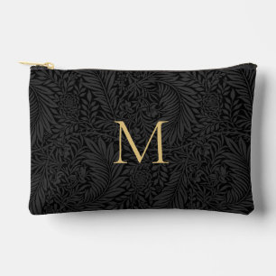 Elegantes Vintages Black Floral Gold Monogramm Zubehörtasche