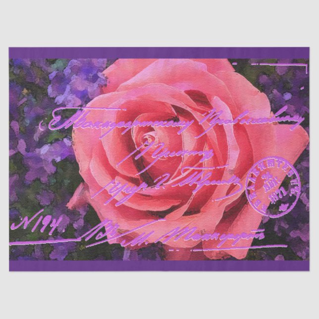 Elegantes Vintages Blatt Postkartendesign Seidenpapier (Vorderseite)