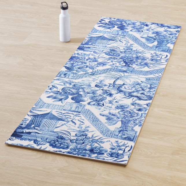 Elegantes Vintages Blau und Weiße Chinoiserie Yogamatte (Beispiel)