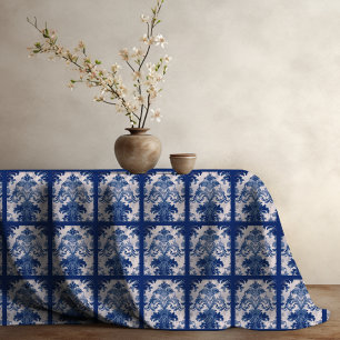 Elegantes, Vintages, blaues Damast-Wiederholmuster Tischdecke