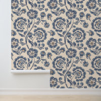 Elegantes Vintages blaues goldenes Blumenmuster