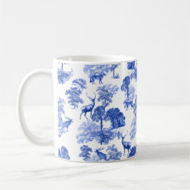 Elegantes Vintages Blaues Toile Deer in Woodland Kaffeetasse