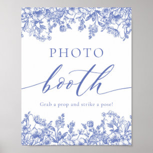 Elegantes Vintages Blue Floral Foto Auszeichnung Poster