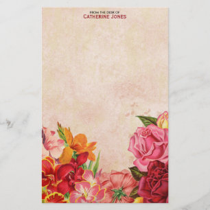 Elegantes Vintages Blumen  Vintages Papier   bunt