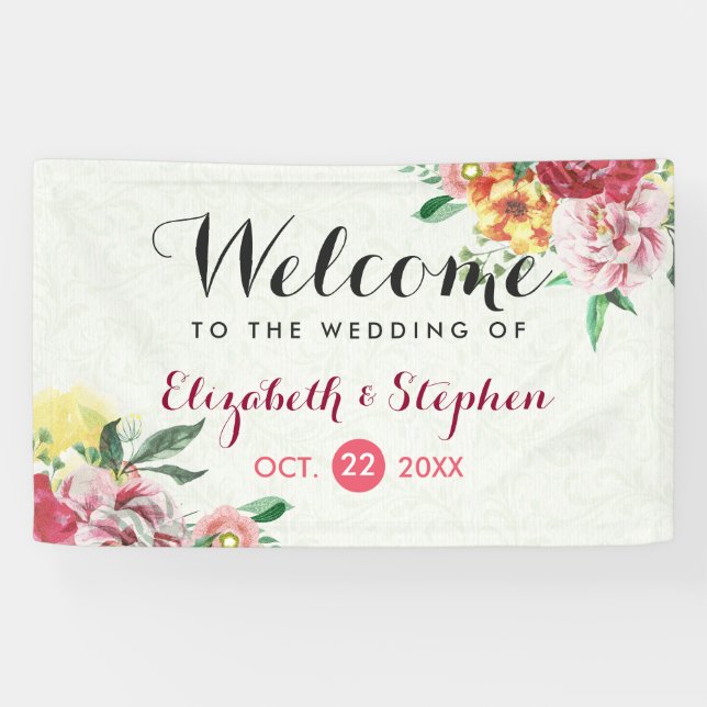 Elegantes Vintages Blumenbanner Banner (Horizontal)