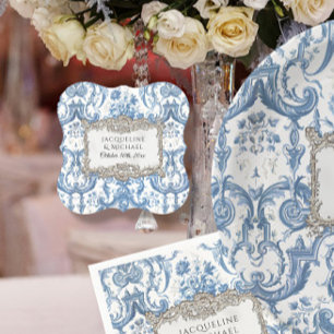 Elegantes Vintages Blumenblau in Weiß Silberbridal Untersetzer