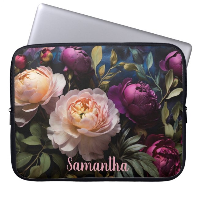 Elegantes Vintages Blumengemälde Laptopschutzhülle (Vorderseite)
