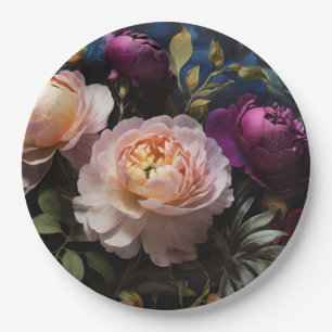 Elegantes Vintages Blumengemälde Pappteller