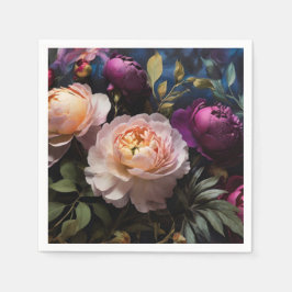 Elegantes Vintages Blumengemälde Serviette