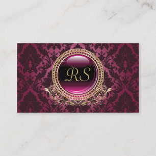 Elegantes Vintages Blumenmonogramm-Gold und lila Visitenkarte