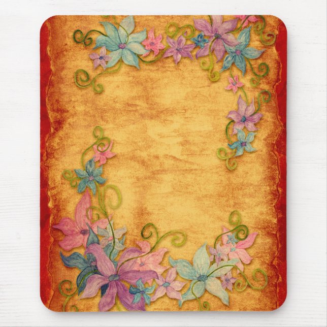 Elegantes Vintages Blumenmousepad Mousepad (Vorne)
