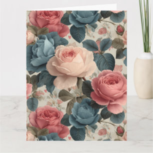 Elegantes Vintages Blumenmuster mit Rose Karte