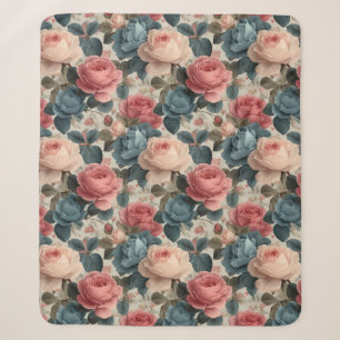 Elegantes Vintages Blumenmuster mit Rose Sherpadecke