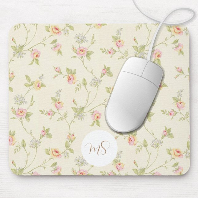 Elegantes Vintages Blumenmuster Personalisiert Mousepad (Von Creator hochgeladen)