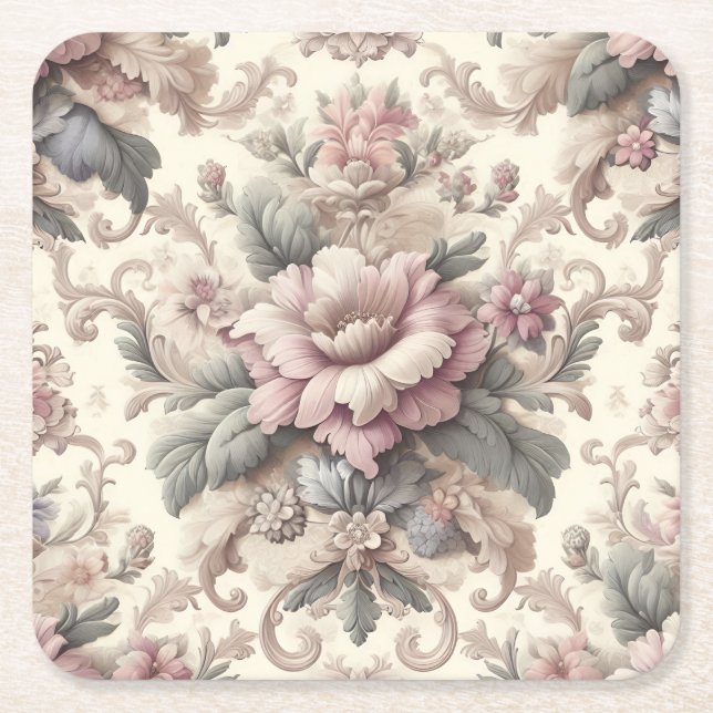 Elegantes Vintages Blumenmuster Rechteckiger Pappuntersetzer (Vorderseite)