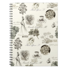 Elegantes Vintages Blumenmusternotizbuch Notizblock