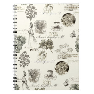 Elegantes Vintages Blumenmusternotizbuch Notizblock
