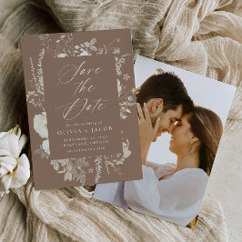 Elegantes Vintages Blumenrahmen Braun Foto Hochzei Save The Date