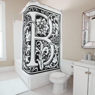 Elegantes Vintages Blumenschreiben B Monogramm Duschvorhang