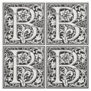 Elegantes Vintages Blumenschreiben B Monogramm Stoff